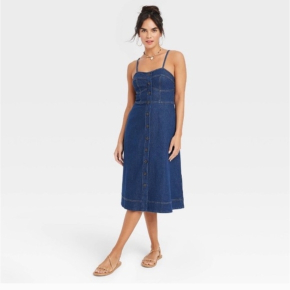 Universal Thread Dresses & Skirts - Universal Thread Denim Midi Corset Dress Dark Wash